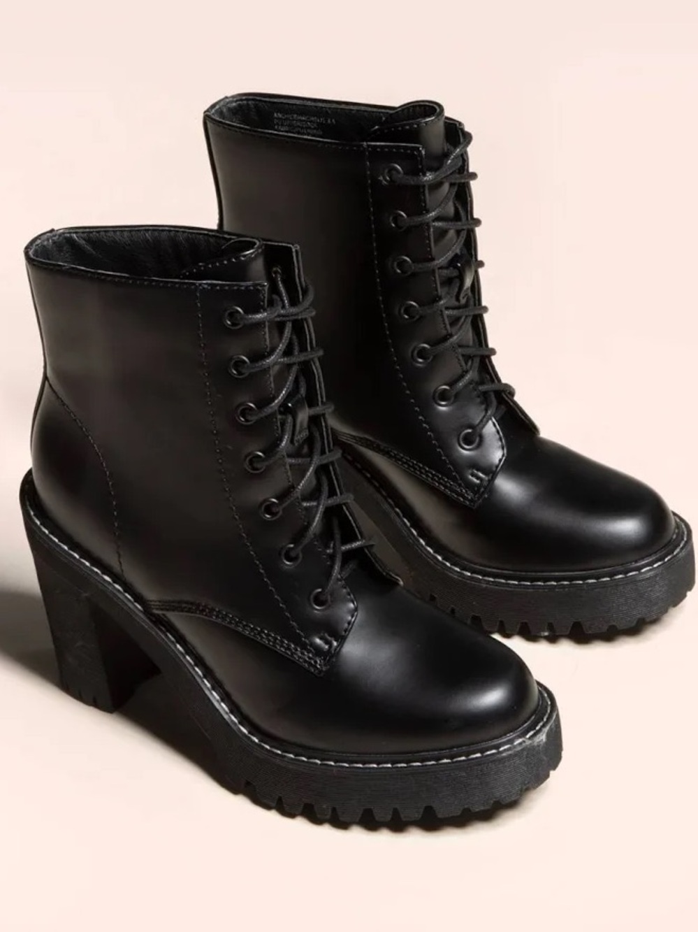 Madden Girl Archie Heel Boots Black Excellent Condition Brand New Lace Up - Picture 6 of 6